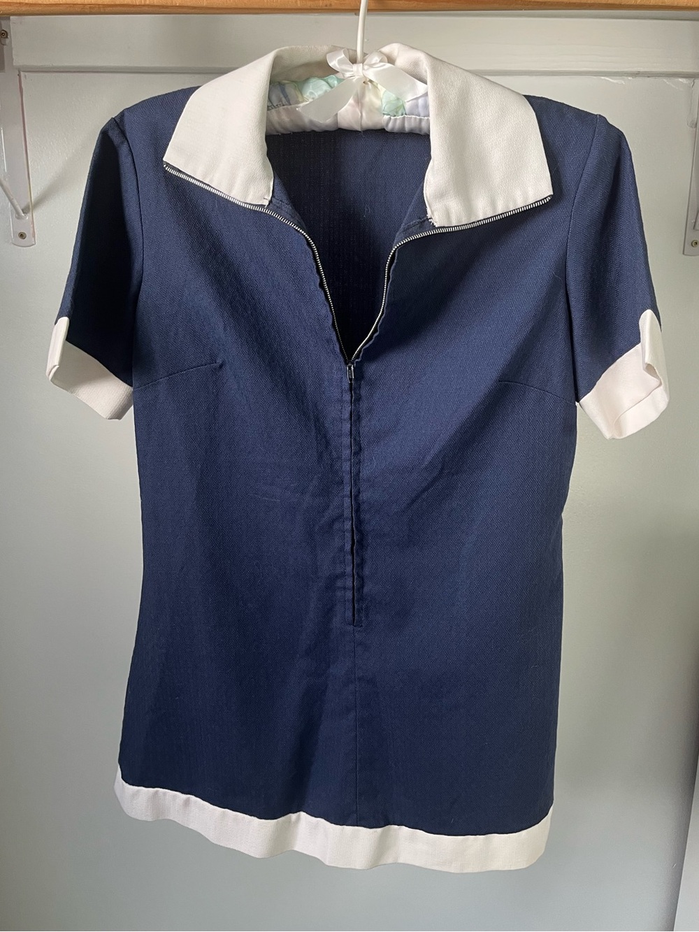 60s Vintage Styled by ANTIGO Zip-Up Collared Tunic Polo/Tennis Mini Dress